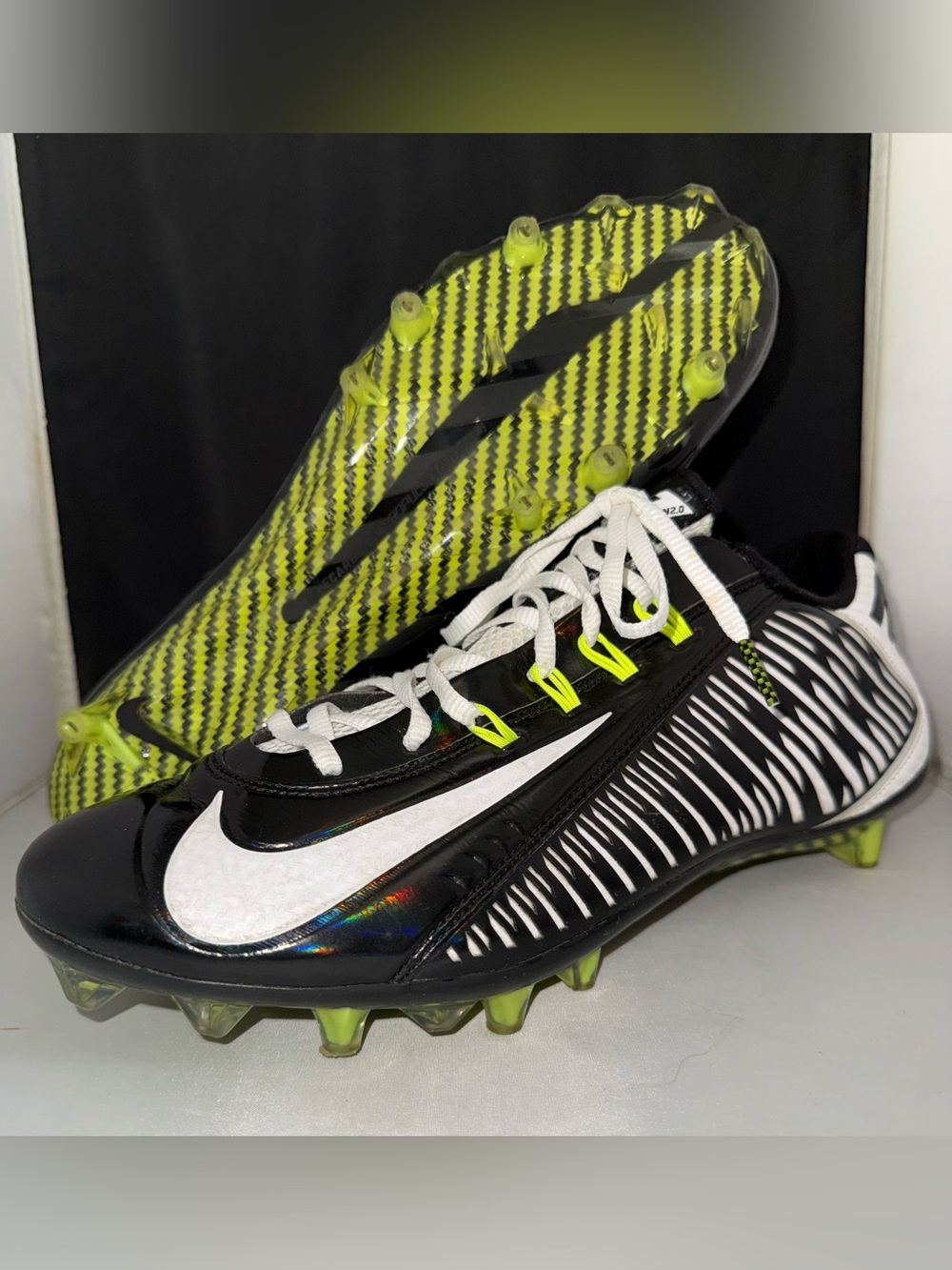 Nike Vapor Carbon Elite Fly TD 2.0 2014 Flywire Cleats Black/White Size 11